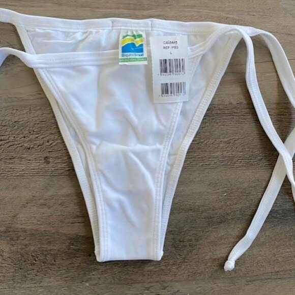 Biquini Brasil White Side Tie String Brazilian Bikini Swimsuit Bottom Small - Picture 2 of 9